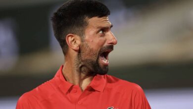 صرخة دجوكوفيتش في مباراته ضد زفيريف برولان غاروس 2025