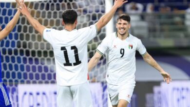 تامر صيام يحتفل بهدف فلسطين الأول أمام الكويت بتصفيات كأس العالم 2026