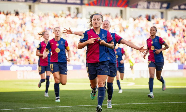 بينيا تتألق بثنائية وتقود سيدات برشلونة للتتويج بكأس الملكة على حساب أتلتيكو مدريد