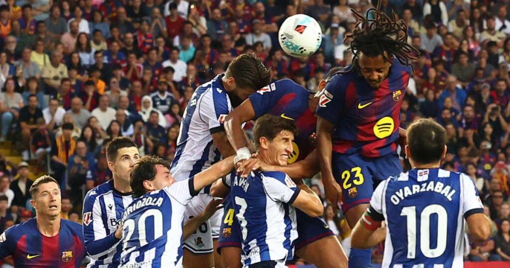 لحظة تسجيل كوندي في مباراة برشلونة ضد سوسيداد بالدوري الإسباني 28 سبتمبر 2025