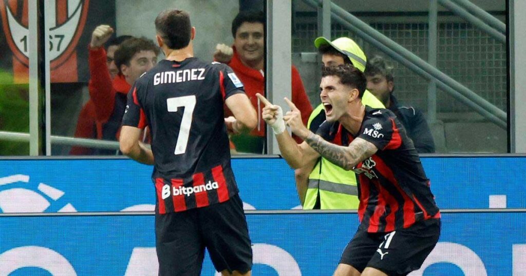 احتفال بولسيتش في مباراة ميلان ضد نابولي بالدوري الإيطالي 28 سبتمبر 2025